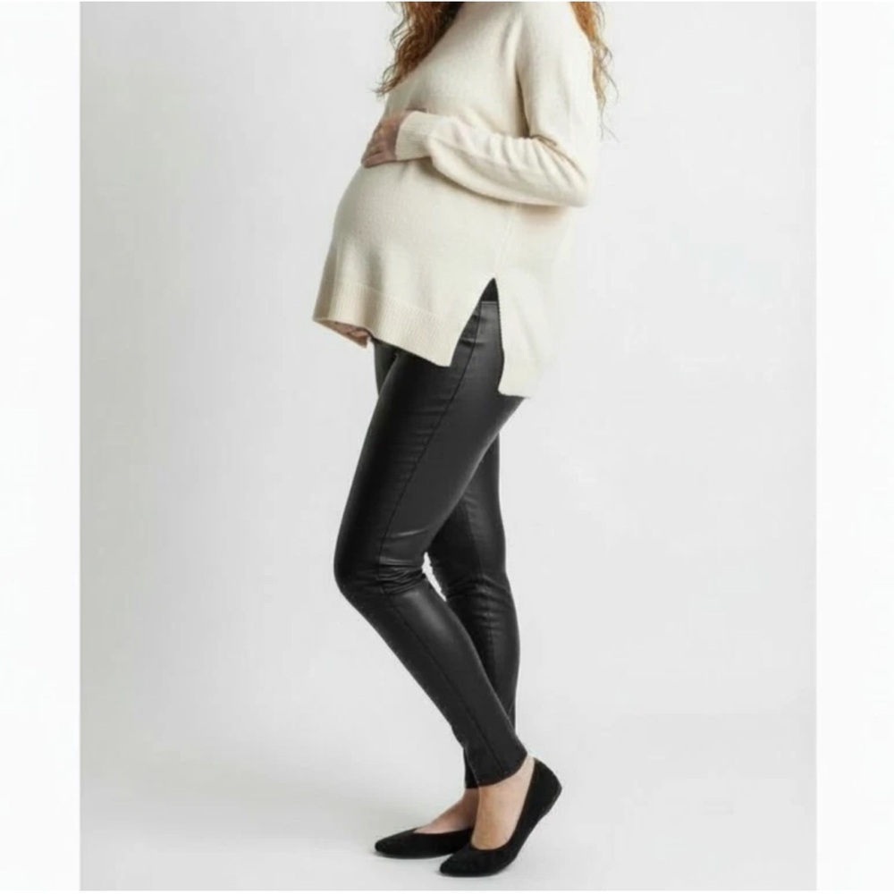 Spanx Mama Faux Leather Maternity Leggings Women Mediun - Picture 2 of 8